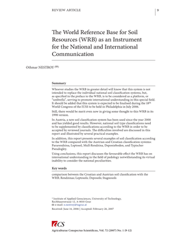 The World Reference Base for Soil Resources (WRB) As an Instrument for the National and International Communication 11