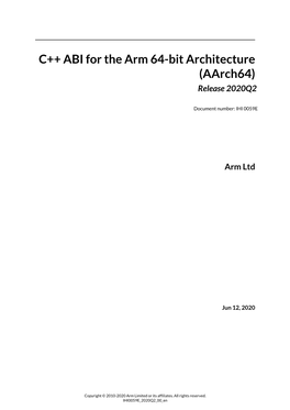 C++ ABI for the Arm 64-Bit Architecture (Aarch64) Release 2020Q2