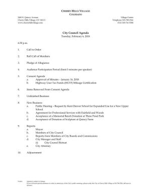 City Council Agenda Tuesday, February 6, 2018