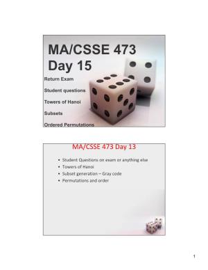 MA/CSSE 473 Day 15 Return Exam