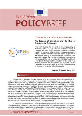 The Erosion of Liberalism and the Rise of Duterte in the Philippines