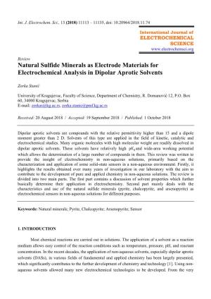 Natural Sulfide Minerals As Electrode Materials for Electrochemical Analysis in Dipolar Aprotic Solvents