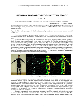 Motion Capture and Its Future in Virtual Reality