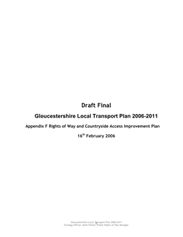 Draft Final Gloucestershire Local Transport Plan 2006-2011