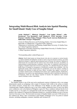 Integrating Multi-Hazard Risk Analysis Into Spatial Planning for Small Island: Study Case of Sangihe Island