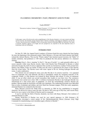 Fluorine Chemistry: Past, Present and Future