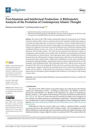 A Bibliometric Analysis of the Evolution of Contemporary Islamic Thought