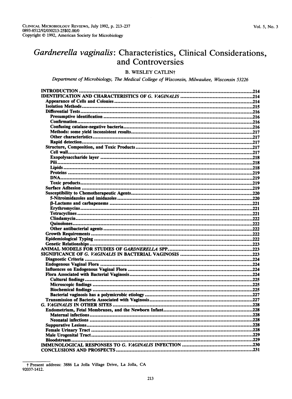 Gardnerella Vaginalis: Characteristics, Clinical Considerations, and Controversies B