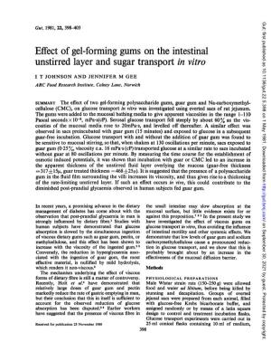 Effect of Gel-Forming Gums on the Intestinal Unstirred Layer and Sugar Transport in Vitro