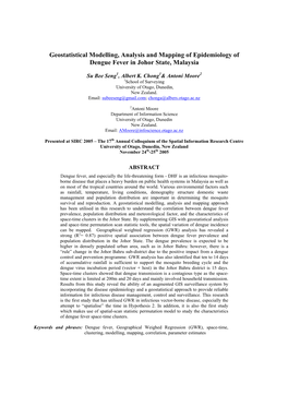 Geostatistical Modelling, Analysis and Mapping of Epidemiology of Dengue Fever in Johor State, Malaysia