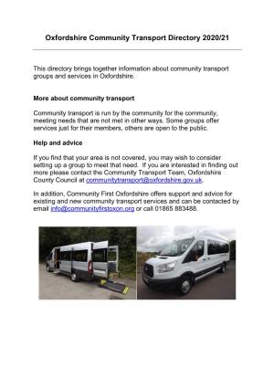 Oxfordshire Community Transport Directory 2020/21