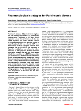 Pharmacological Strategies for Parkinson's Disease