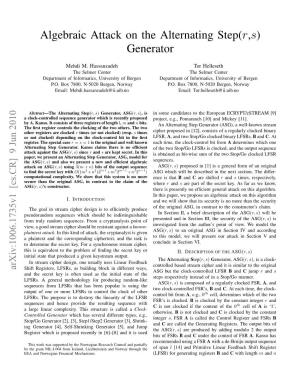 Algebraic Attack on the Alternating Step(Г,S) Generator