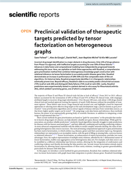 Preclinical Validation of Therapeutic Targets Predicted by Tensor