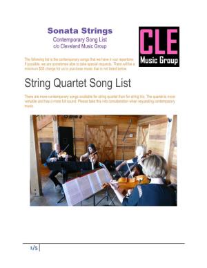 String Quartet Song List