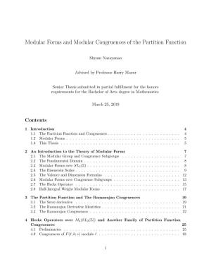 Modular Forms and Modular Congruences of the Partition Function