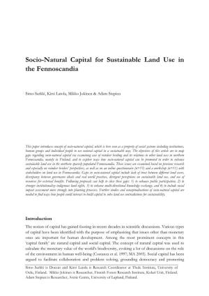 Socio-Natural Capital for Sustainable Land Use in the Fennoscandia