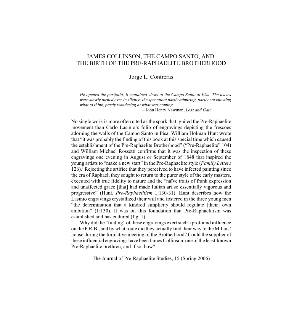 James Collinson, the Campo Santo, and the Birth of the Pre-Raphaelite Brotherhood