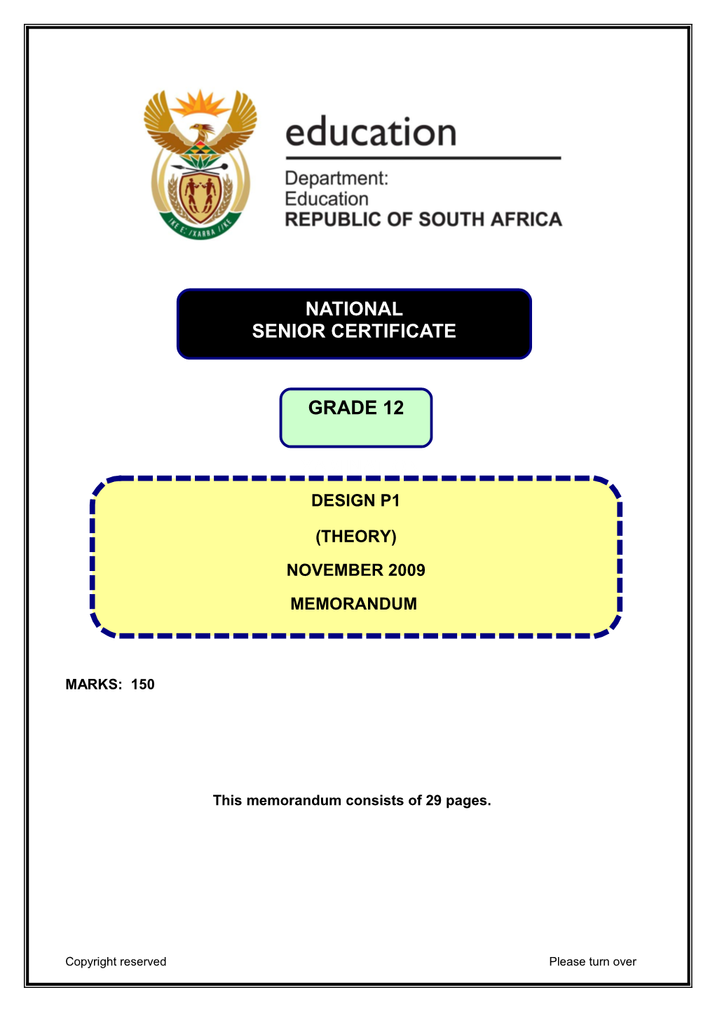 DESIGN Grade 12 - Marking Guideline