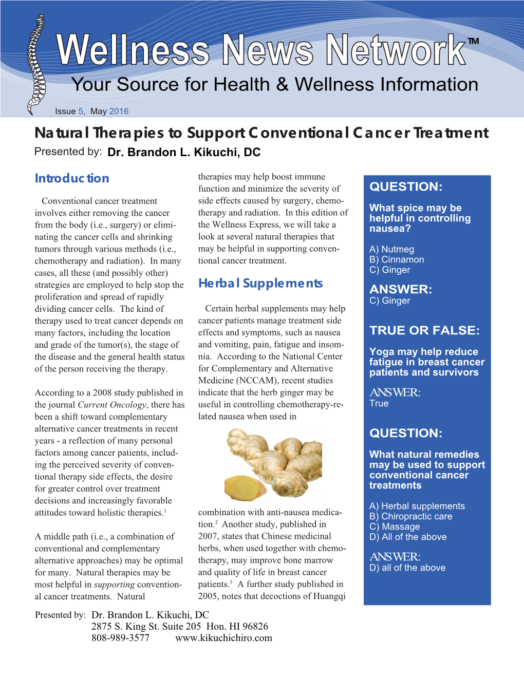 Natural Therapies to Support Conventional Cancer Treatment Presented By