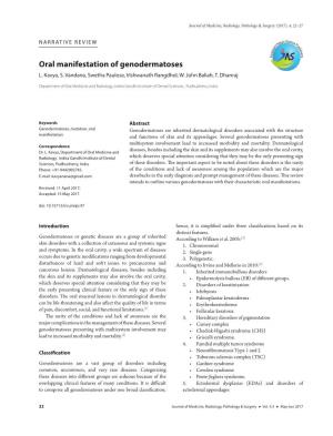 Oral Manifestation of Genodermatoses L