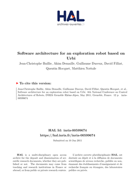 Software Architecture for an Exploration Robot Based on Urbi