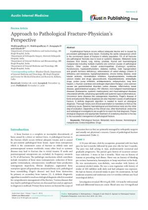 Approach to Pathological Fracture-Physician's Perspective