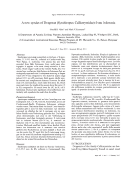 A New Species of Dragonet (Synchiropus: Callionymidae) from Indonesia