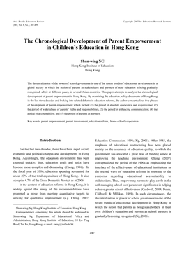 The Chronological Development of Parent Empowerment in Children's