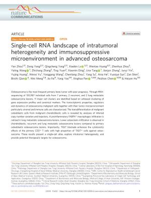 Single-Cell RNA Landscape of Intratumoral Heterogeneity and Immunosuppressive Microenvironment in Advanced Osteosarcoma