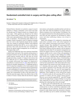 Randomized Controlled Trials in Surgery and the Glass Ceiling Effect