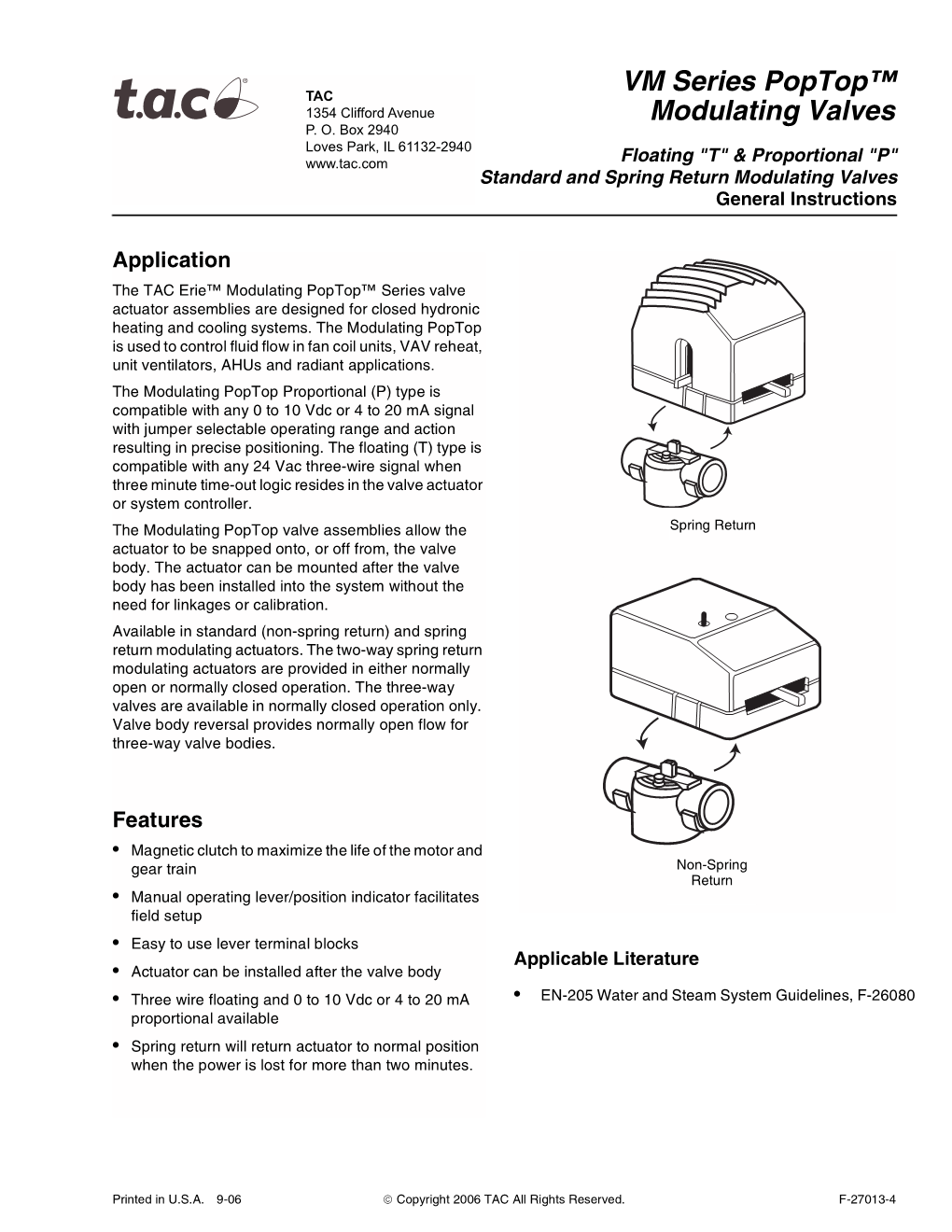 VM Series Poptop™ Modulating Valves