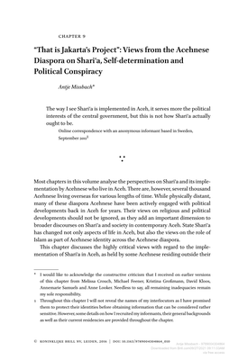 Views from the Acehnese Diaspora on Shariʿa, Self-Determination and Political Conspiracy