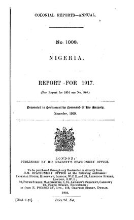 Annual Report of the Colonies, Nigeria, 1917
