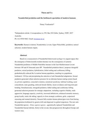 Neanderthal Predation and the Bottleneck Speciation of Modern Humans