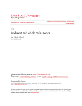 Red Meat and Whole Milk: Stories Mary Elizabeth Burrell Iowa State University