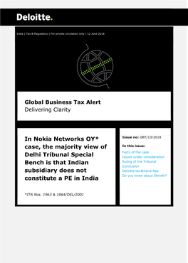 In Nokia Networks OY* Case, the Majority View of Delhi Tribunal
