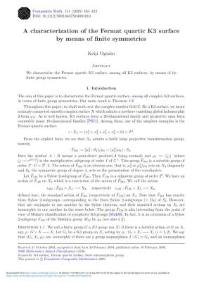 A Characterization of the Fermat Quartic K3 Surface by Means of ﬁnite Symmetries