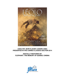Léolo by Jean-Claude Lauzon (1992) Presented in the Cannes Classics Section 2014