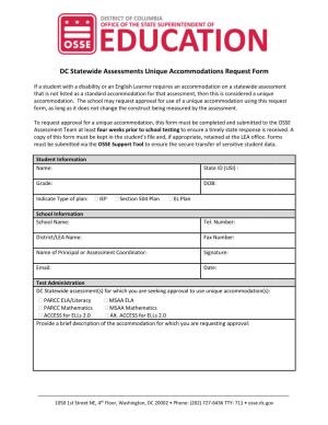 DC Statewide Assessments Unique Accommodations Request Form