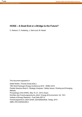 HCNG – a Dead End Or a Bridge to the Future?