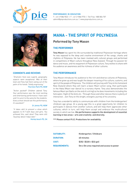 MANA - the SPIRIT of POLYNESIA Peformed by Tony Mason