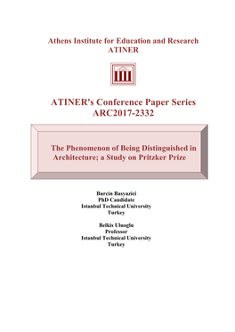 ATINER's Conference Paper Series ARC2017-2332