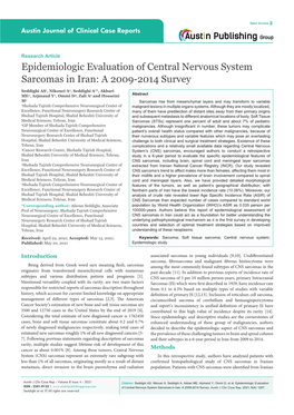 Epidemiologic Evaluation of Central Nervous System Sarcomas in Iran: a 2009-2014 Survey