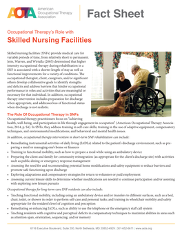 Fact Sheet: Occupational Therapy's Role in Skilled Nursing Facilities