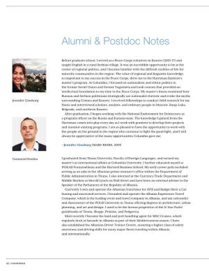 Alumni & Postdoc Notes