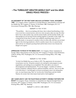 The Turbulent Middle East and the Arab-Israeli Peace Process