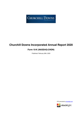 Churchill Downs Incorporated Annual Report 2020