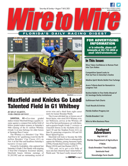 Maxfield and Knicks Go Lead Talented Field in G1 Whitney