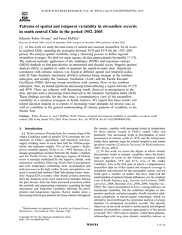 Patterns of Spatial and Temporal Variability in Streamflow Records In